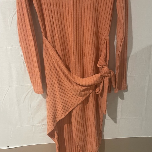 High low wrap dress. Orange Revamped. Polyester Rayon & spandex - Picture 3 of 5